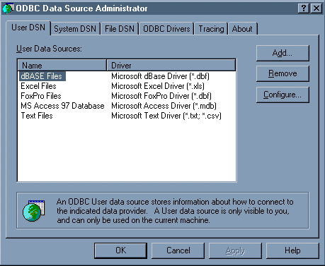 ODBC Data Source Administrator